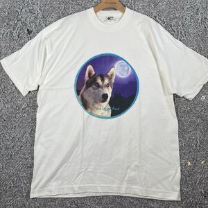 Vintage IMUS T-Shirt Men's XL Wolve's Graphic Tee White Short Sleeve Made In USA